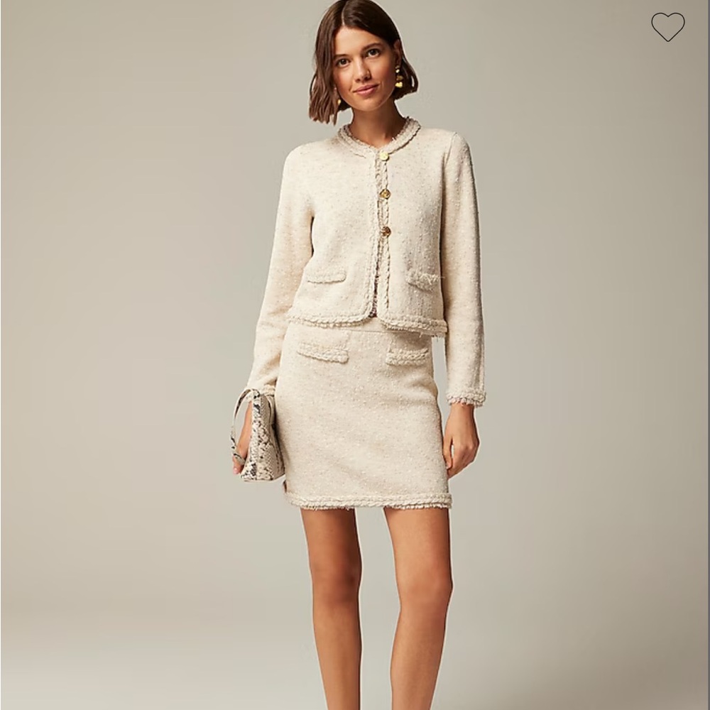 NWT J.Crew | Marled fringe-trim mini sweater-skirt | Heather Sand | Size M - Picture 2 of 7